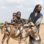 Kvinna med barna sine flykter fra Sudan. Sudan. Foto: UNHCR